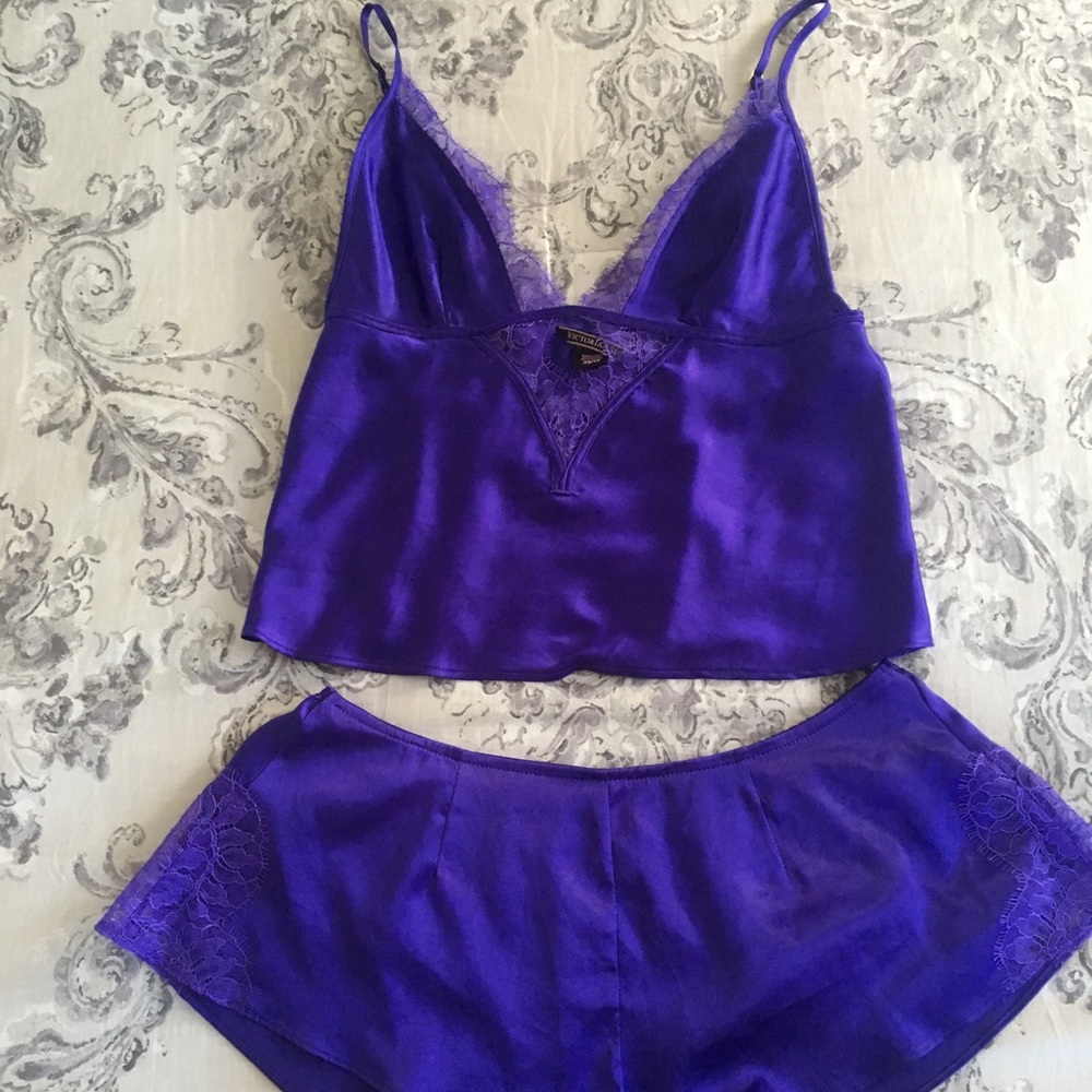 Satin and lace short and cami set